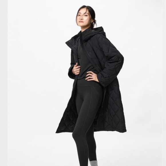 Uniqlo Jackets & Blazers - Uniqlo Black Quilted Long Hooded Coat